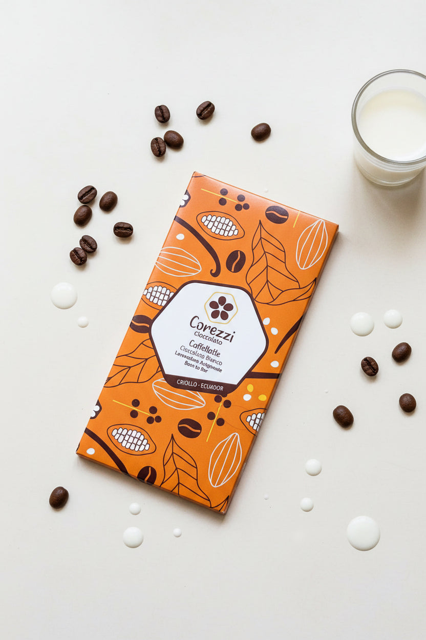 Cioccolato Bianco al Caffè 35% - Barretta 80g | Gusto Equilibrato e Deciso - Corezzi Cioccolato